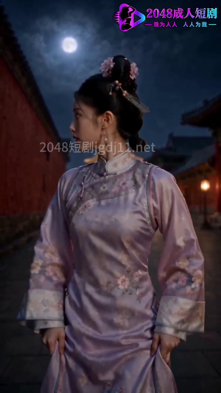 桂莲在月夜宫道回望身后