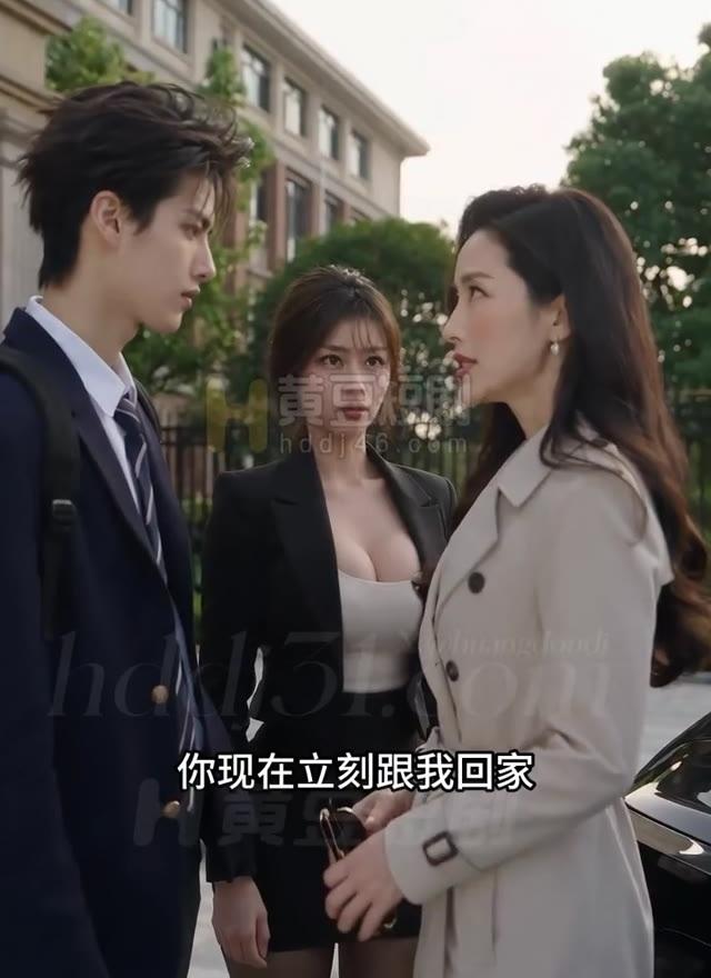 母亲在校门口要求儿子回家交出照片