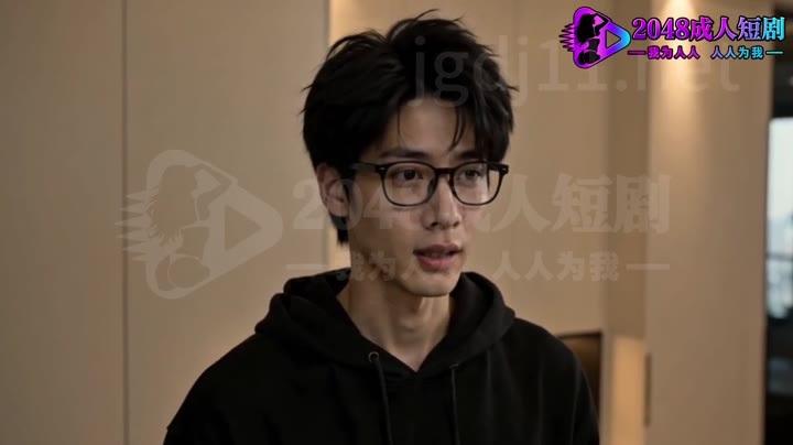 戴眼镜的阿浩在家中说话