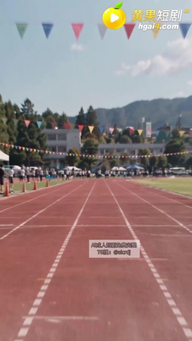 学校运动会的跑道与彩旗