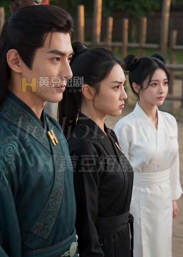 王小刚与两名同门在院中面对师长
