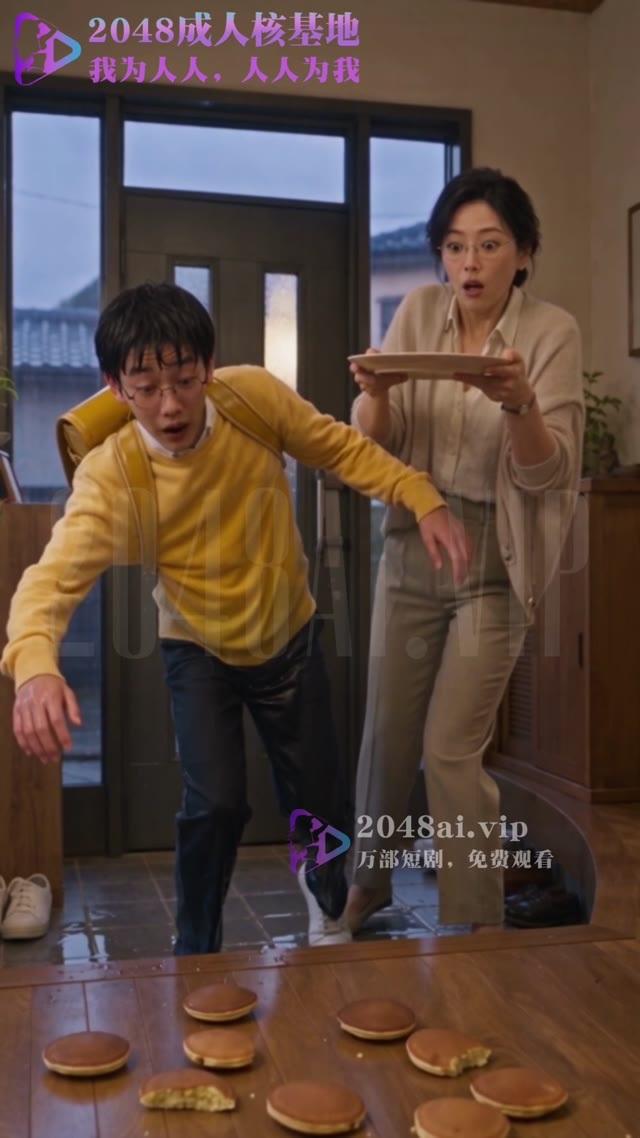 大雄回家后撞落餐桌上的点心