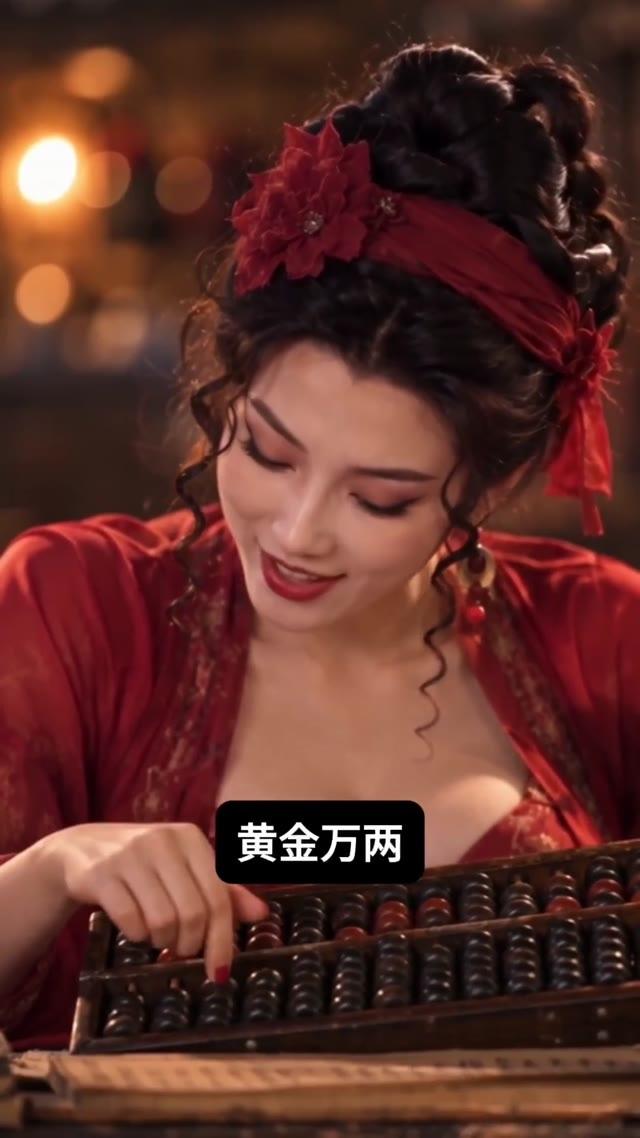老板娘在柜台前盘点生意